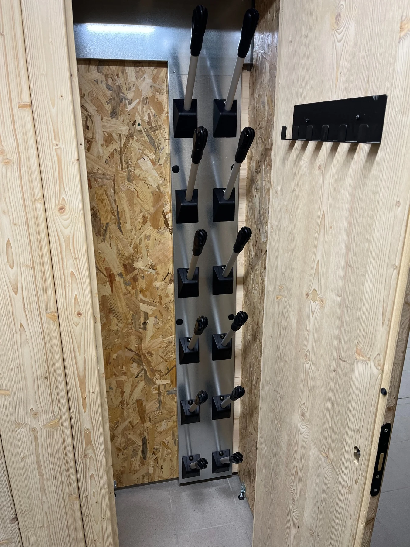 Private ski storage with boot dryers
